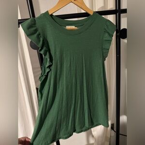 NATION Green Ruffle Sleeve Top